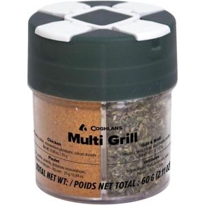 imageCoghlans MultiGrill Shaker  4in1 Outdoor Spice Shaker with FlipTop Lids for Chicken Seafood Steak and Grilling Blends  Durable Compact and TravelReady for Camping RV or BBQsMultigrill Shaker 4in1
