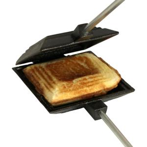 imageCoghlans Cast Iron Cooker  PreSeasoned Pie Iron Sandwich Maker with HeatResistant Removable Handles EasytoClean for Toasted Pies Grilled Sandwiches and Meats For Campfire CookingSingle Camp Cooker