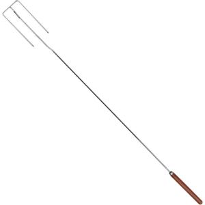 imageCoghlans Safety Fork  41Inch Durable ChromePlated Steel Roasting Fork with StayCool Wooden Handle InwardFacing Sharp Edges for Safe Campfire Cooking and Marshmallow RoastingSteel Safety Fork